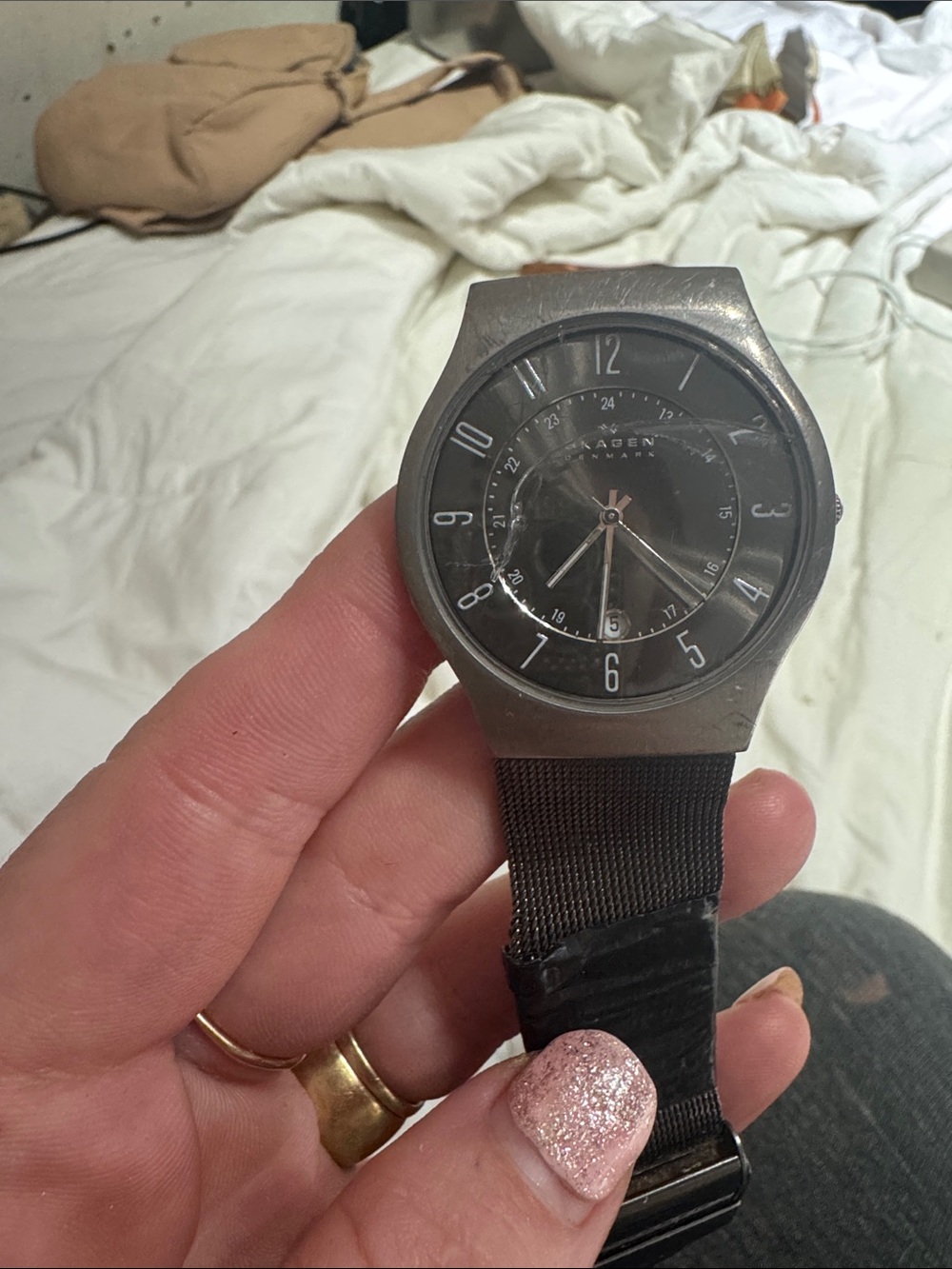 Skagen Black and Gunmetal Men's Stainless Watch